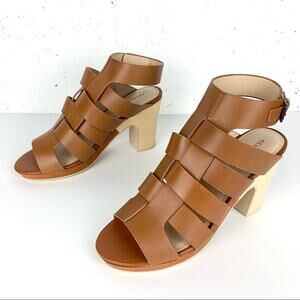 Kelsi Dagger Brooklyn Ultra Woven Ankle Strap Dress Sandals Cinnamon Brown 7.5